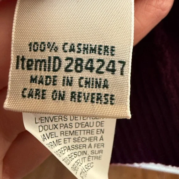 LL BEAN 100% Cashmere Sweater Crew Neck Burgundy Quiet Luxury Old Money XL - Picture 4 of 5